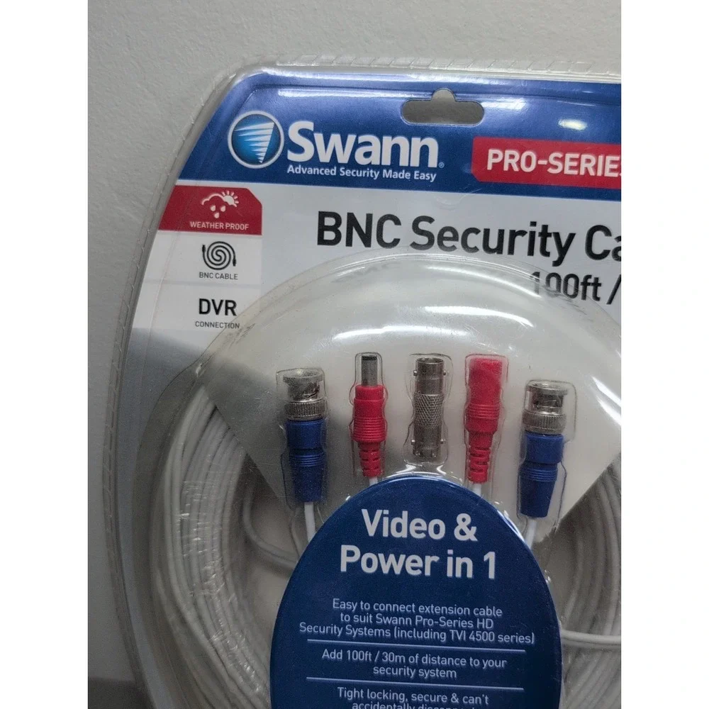 Swann Pro-Series HD BNC/DC Power Extension Cable‎ 100ft/30m for CCTV Security